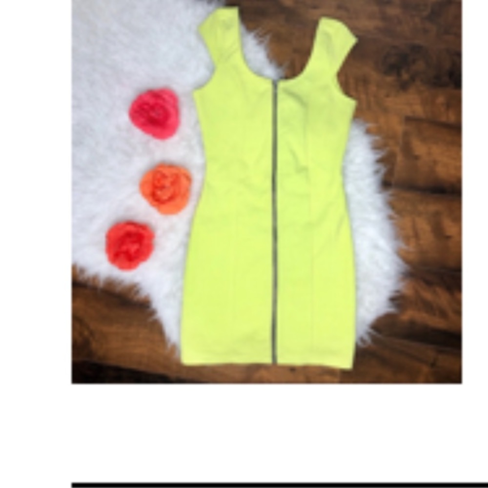 H&M lime green zipper dress
